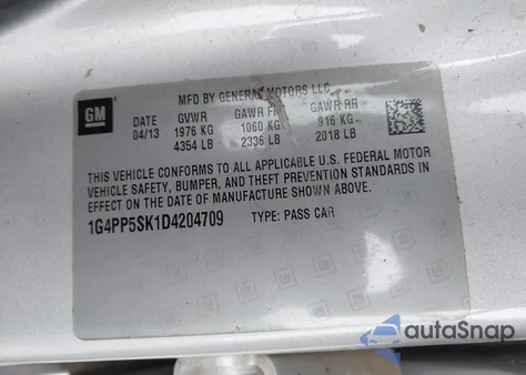 2013 Buick Verano from USA, damaged, VIN 1G4PP5SK1D4204709